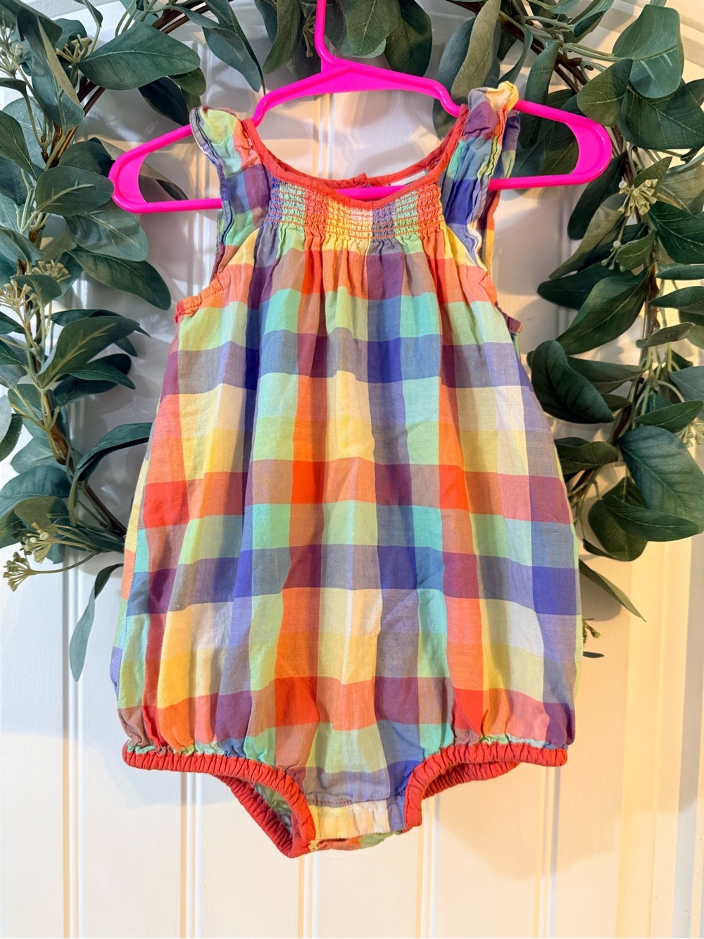 💫4/$25 • Old Navy Pink and Orange Plaid Romper